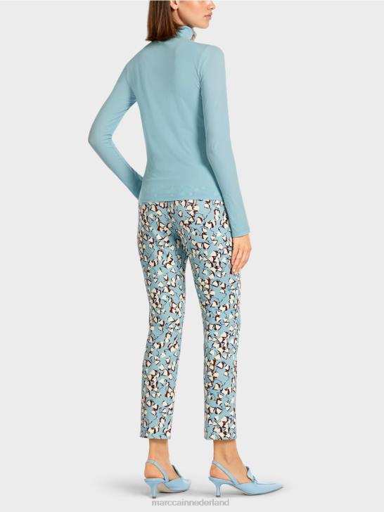 kleding sfeervol blauw 464J1453 effen topje met lange mouwen Marc Cain