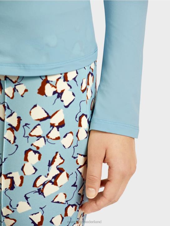 kleding sfeervol blauw 464J1453 effen topje met lange mouwen Marc Cain