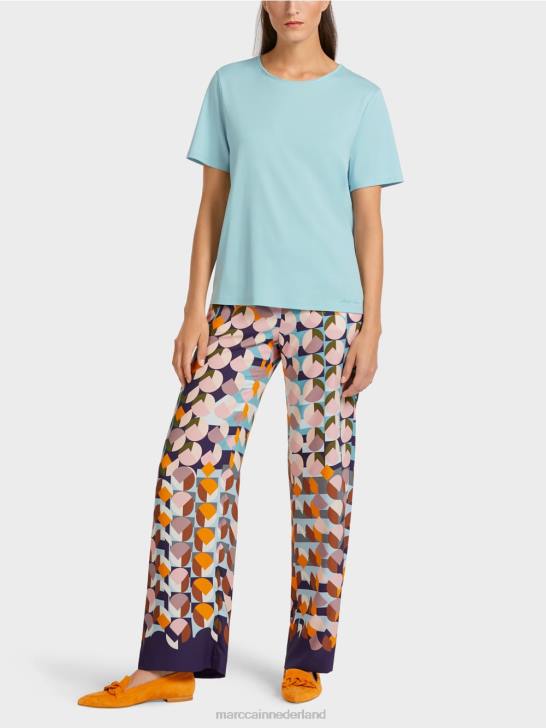 kleding sfeervol blauw 464J1459 top van stretchkatoen Marc Cain