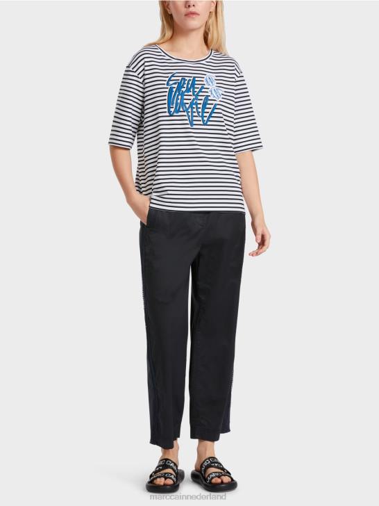kleding streep 464J1362 t-shirt met statement Marc Cain