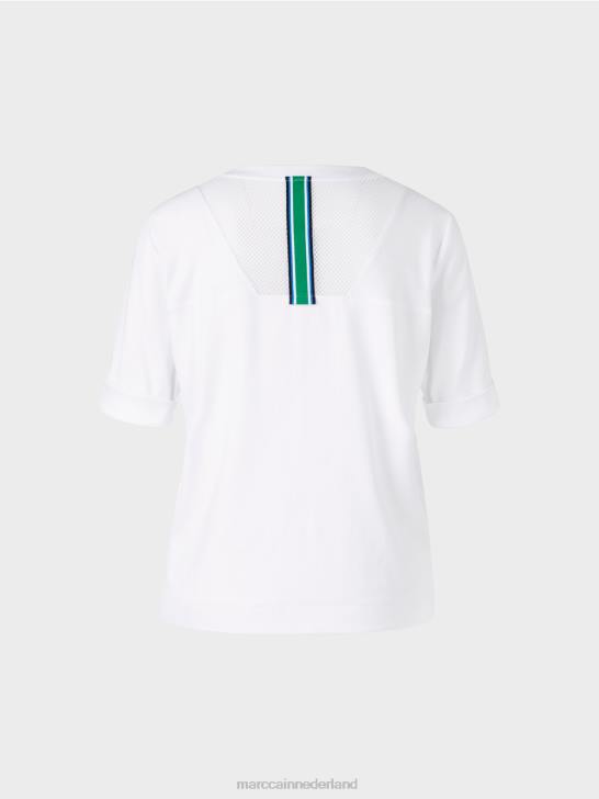 kleding wit 464J1361 luchtig t-shirt met mesh-inzet Marc Cain
