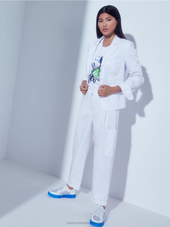 kleding wit 464J1361 luchtig t-shirt met mesh-inzet Marc Cain