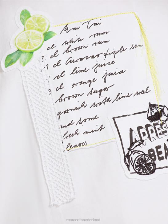 kleding wit 464J1383 t-shirt met applicaties en print Marc Cain