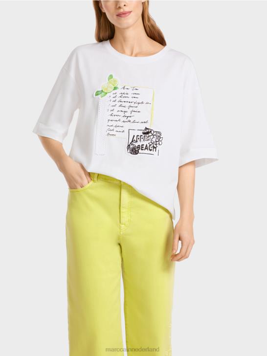 kleding wit 464J1383 t-shirt met applicaties en print Marc Cain