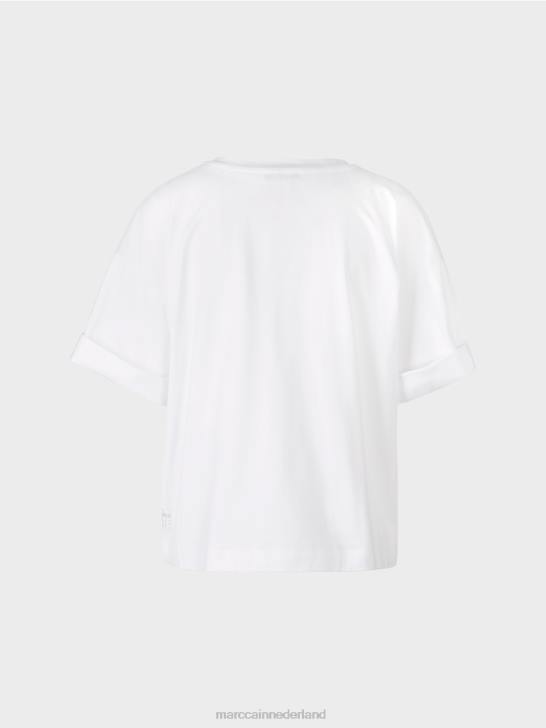 kleding wit 464J1383 t-shirt met applicaties en print Marc Cain