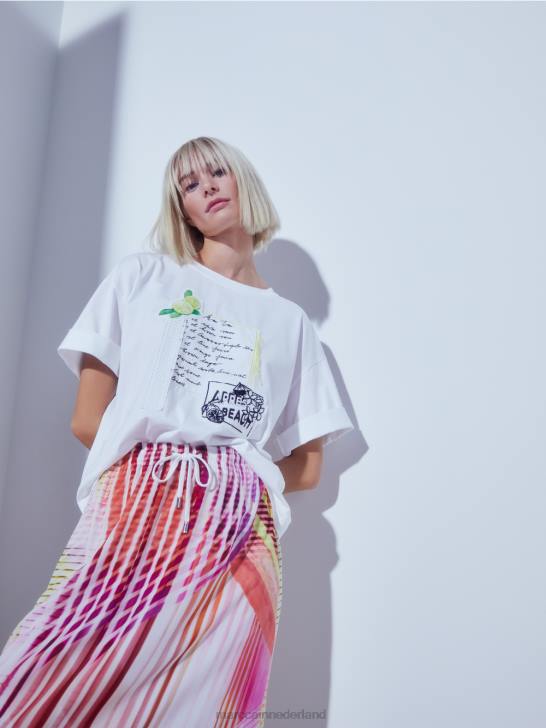 kleding wit 464J1383 t-shirt met applicaties en print Marc Cain