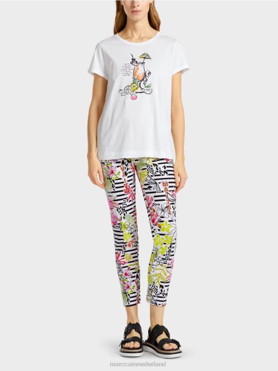 kleding wit 464J1385 t-shirt met mai tai-receptprint Marc Cain