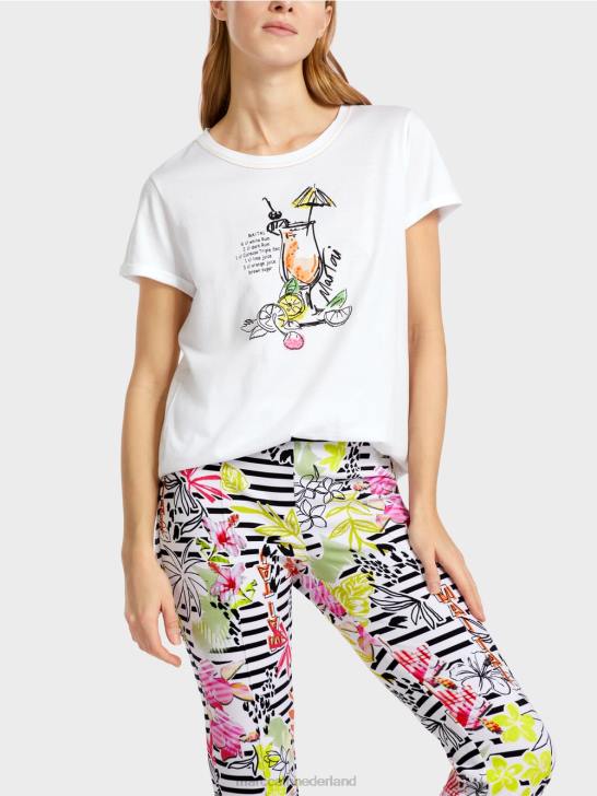 kleding wit 464J1385 t-shirt met mai tai-receptprint Marc Cain