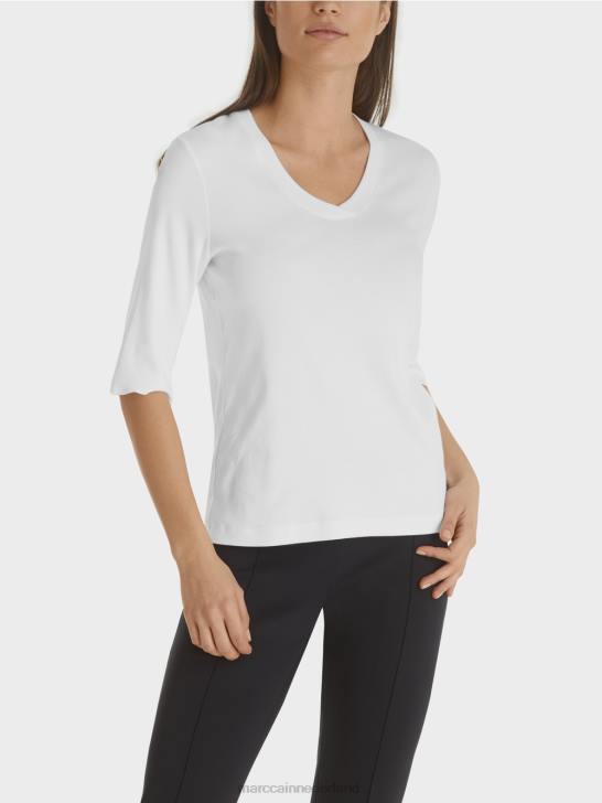 kleding wit 464J1462 overhemd van geribde katoenjersey Marc Cain