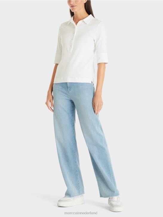 kleding wit 464J1463 katoenen poloshirt Marc Cain