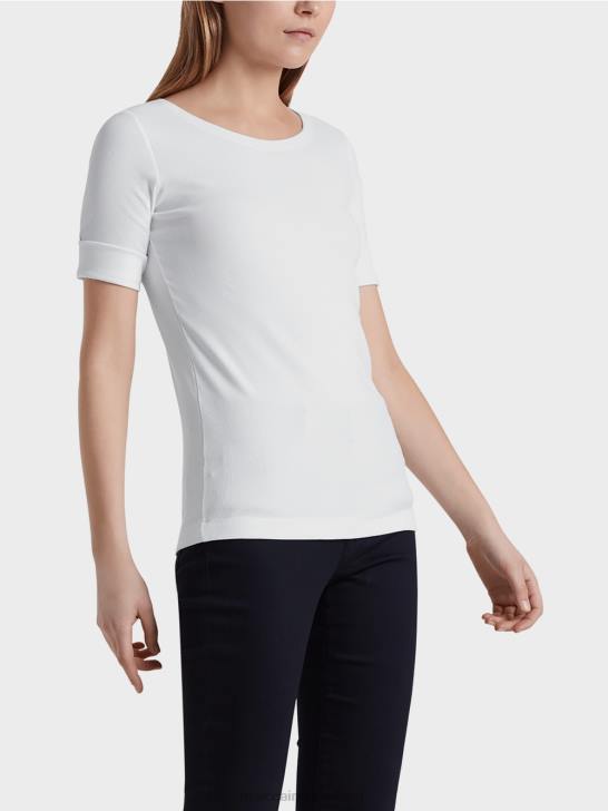 kleding wit 464J1469 overhemd met ronde kraag en korte mouwen Marc Cain