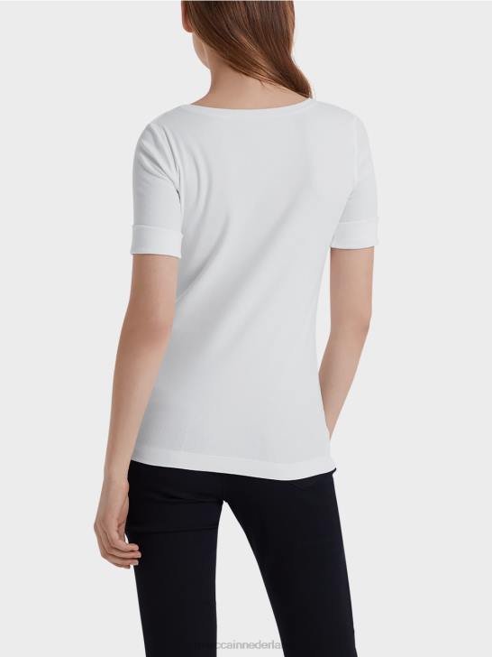 kleding wit 464J1469 overhemd met ronde kraag en korte mouwen Marc Cain