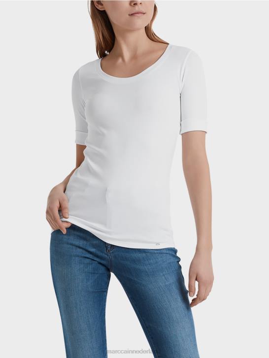 kleding wit 464J1478 hoogwaardig basisshirt Marc Cain