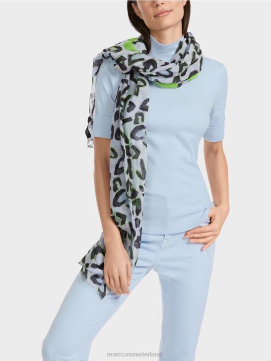 kleding zacht poederblauw 464J1297 overhemd met opstaande kraag en -mouwen Marc Cain