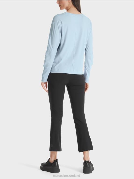 kleding zacht poederblauw 464J1299 kimono-vormig t-shirt Marc Cain