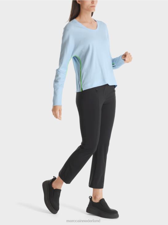 kleding zacht poederblauw 464J1299 kimono-vormig t-shirt Marc Cain