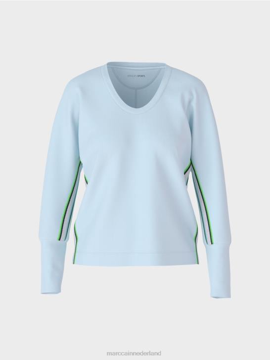 kleding zacht poederblauw 464J1299 kimono-vormig t-shirt Marc Cain