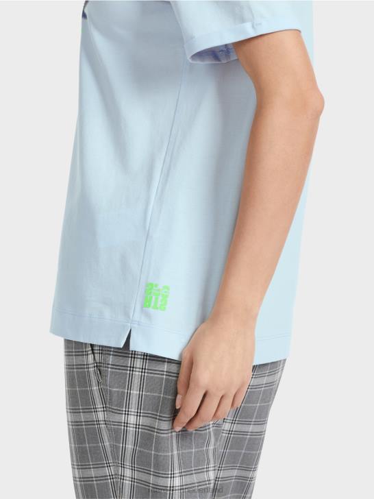 kleding zacht poederblauw 464J1303 \"rethink Together\" t-shirt met glitters Marc Cain