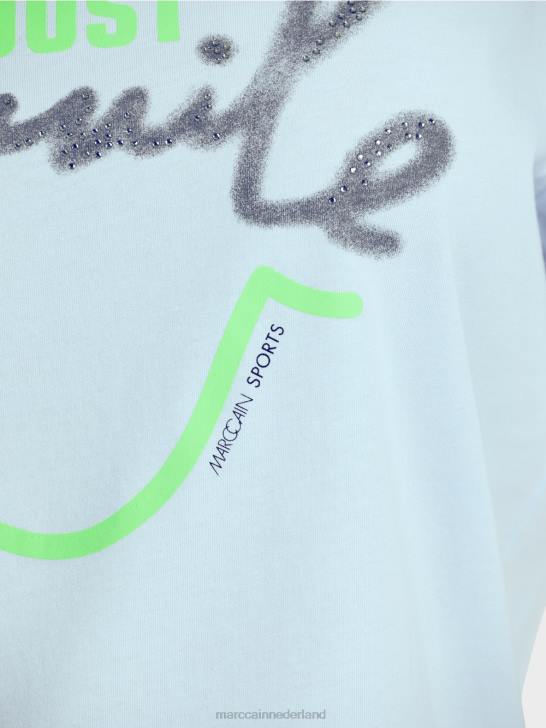 kleding zacht poederblauw 464J1303 \"rethink Together\" t-shirt met glitters Marc Cain