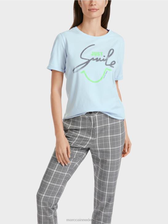 kleding zacht poederblauw 464J1303 \"rethink Together\" t-shirt met glitters Marc Cain