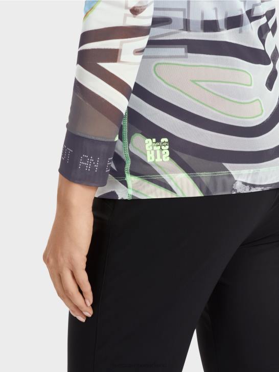 kleding zacht poederblauw 464J1306 soepel shirt met lange mouwen van tule Marc Cain