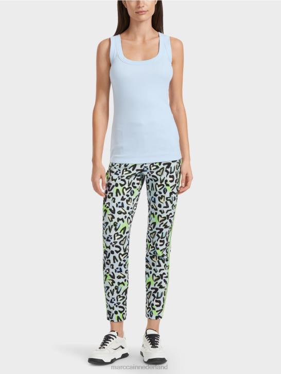 kleding zacht poederblauw 464J1307 mouwloze katoenen ribtop Marc Cain