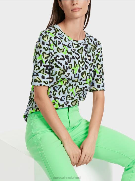 kleding zacht poederblauw 464J1308 T-shirt met all-over print Marc Cain