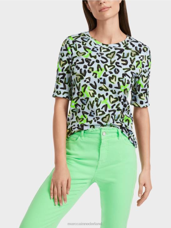 kleding zacht poederblauw 464J1308 T-shirt met all-over print Marc Cain