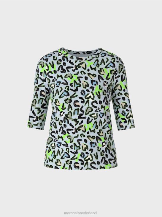 kleding zacht poederblauw 464J1308 T-shirt met all-over print Marc Cain