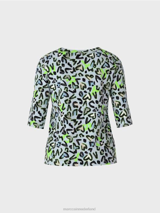 kleding zacht poederblauw 464J1308 T-shirt met all-over print Marc Cain