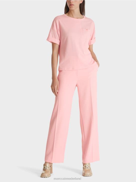 kleding zacht poederroze 464J1319 bedrukt t-shirt Marc Cain