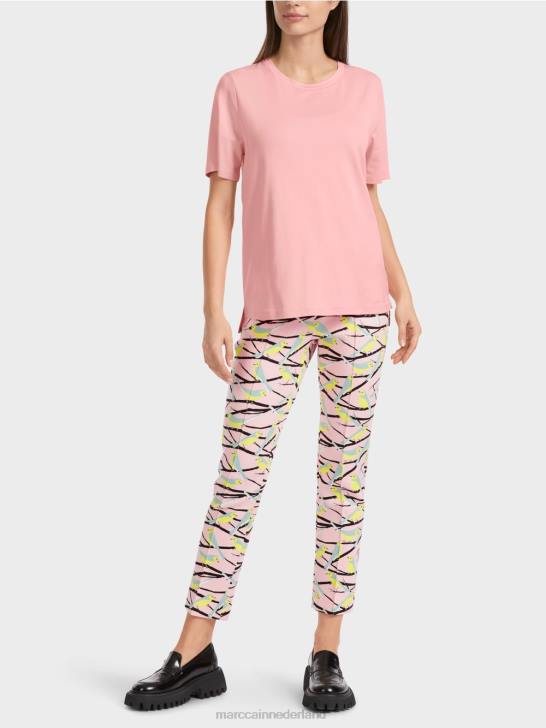 kleding zacht poederroze 464J1322 T-shirt met brede ronde hals Marc Cain