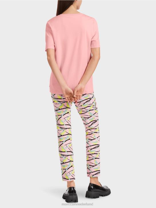 kleding zacht poederroze 464J1322 T-shirt met brede ronde hals Marc Cain
