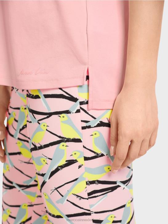 kleding zacht poederroze 464J1322 T-shirt met brede ronde hals Marc Cain