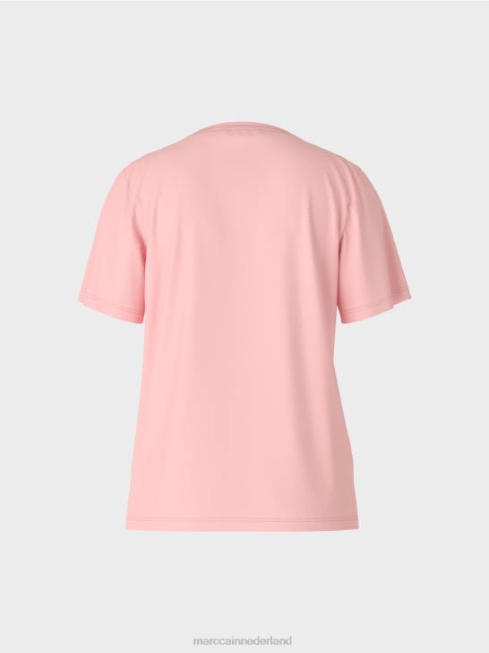 kleding zacht poederroze 464J1322 T-shirt met brede ronde hals Marc Cain