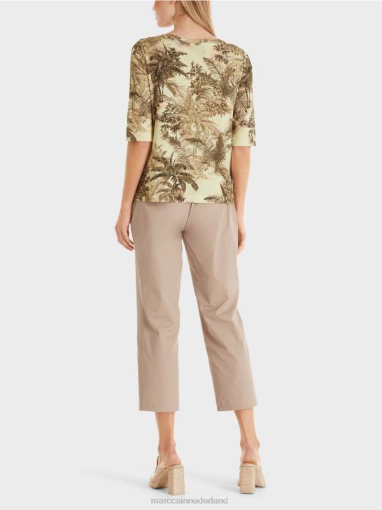 kleding zachte adem 464J1413 T-shirt met print in fijn geribd design Marc Cain