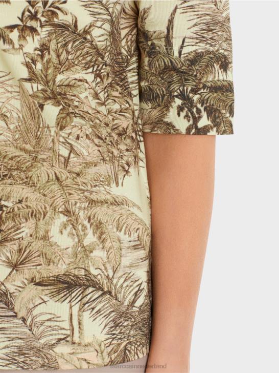 kleding zachte adem 464J1413 T-shirt met print in fijn geribd design Marc Cain