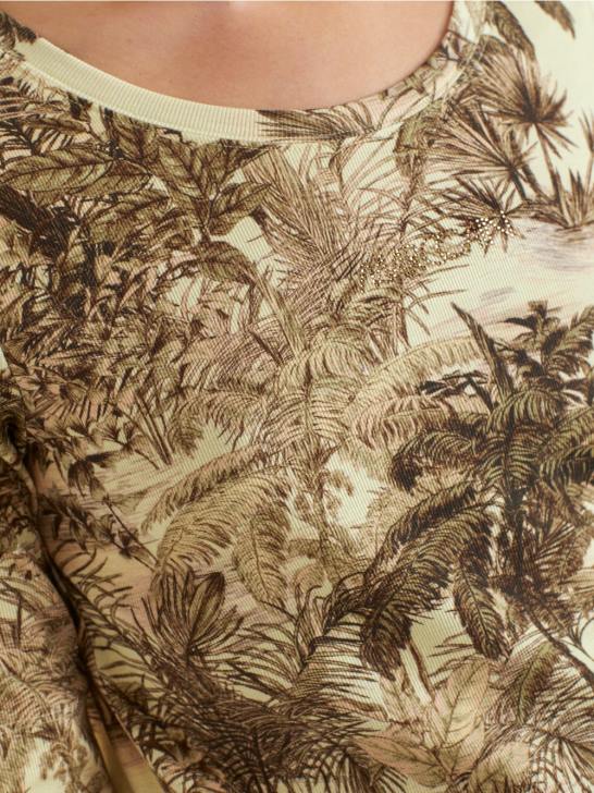 kleding zachte adem 464J1413 T-shirt met print in fijn geribd design Marc Cain