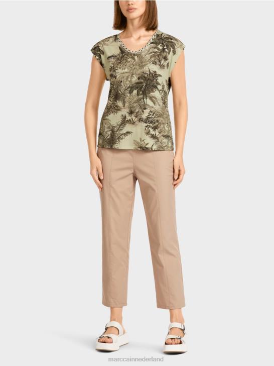 kleding zachte adem 464J1417 t-shirt met palmmotief Marc Cain