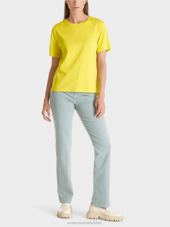 kleding zachte citroen 464J1313 T-shirt met brede ronde hals Marc Cain