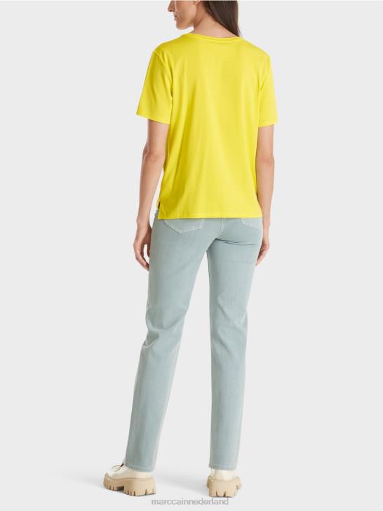 kleding zachte citroen 464J1313 T-shirt met brede ronde hals Marc Cain