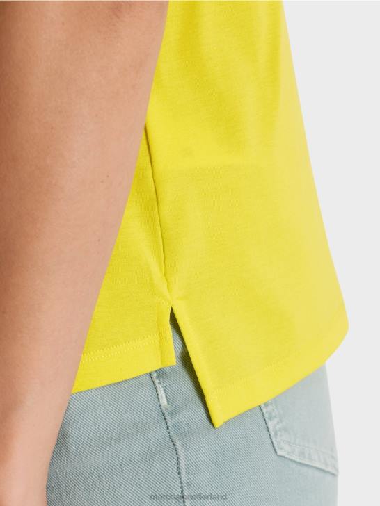 kleding zachte citroen 464J1313 T-shirt met brede ronde hals Marc Cain