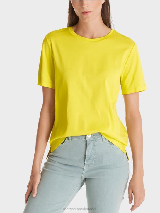 kleding zachte citroen 464J1313 T-shirt met brede ronde hals Marc Cain