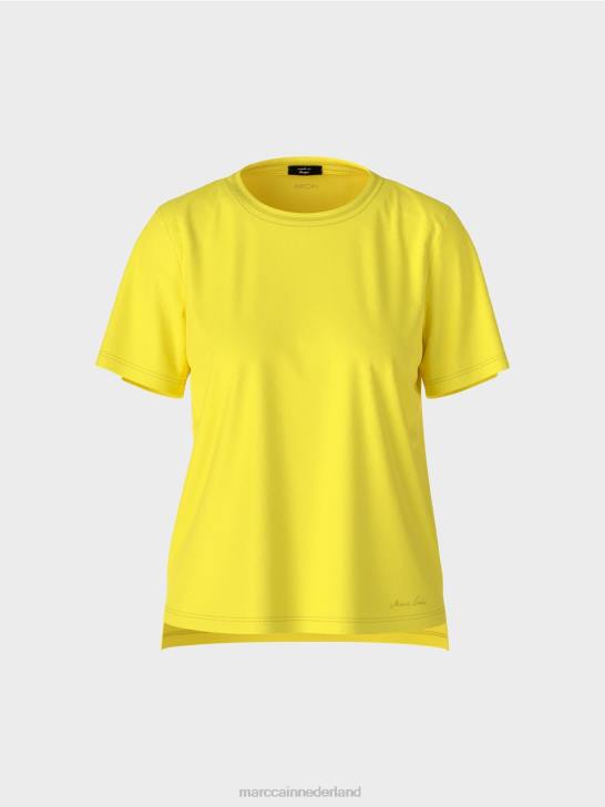 kleding zachte citroen 464J1313 T-shirt met brede ronde hals Marc Cain