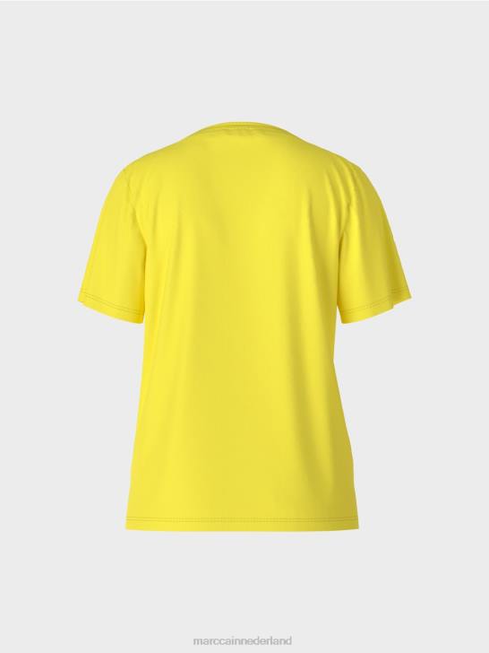 kleding zachte citroen 464J1313 T-shirt met brede ronde hals Marc Cain
