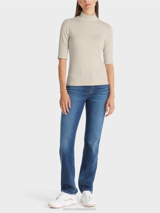 kleding zachte maansteen 464J1312 overhemd met opstaande kraag en -mouwen Marc Cain