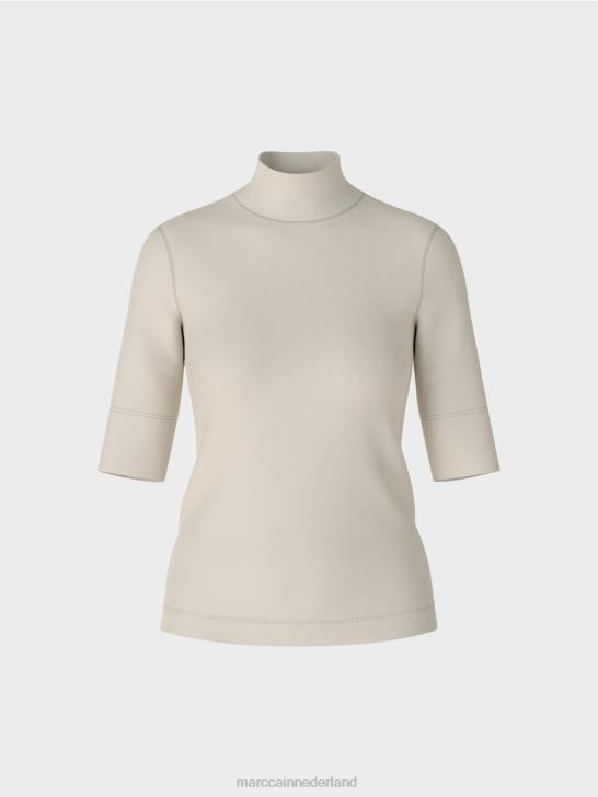 kleding zachte maansteen 464J1312 overhemd met opstaande kraag en -mouwen Marc Cain