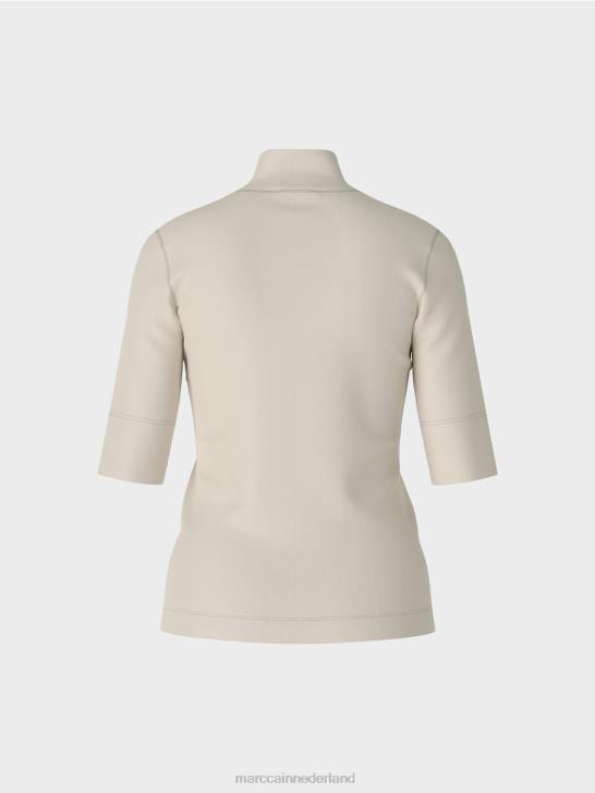 kleding zachte maansteen 464J1312 overhemd met opstaande kraag en -mouwen Marc Cain