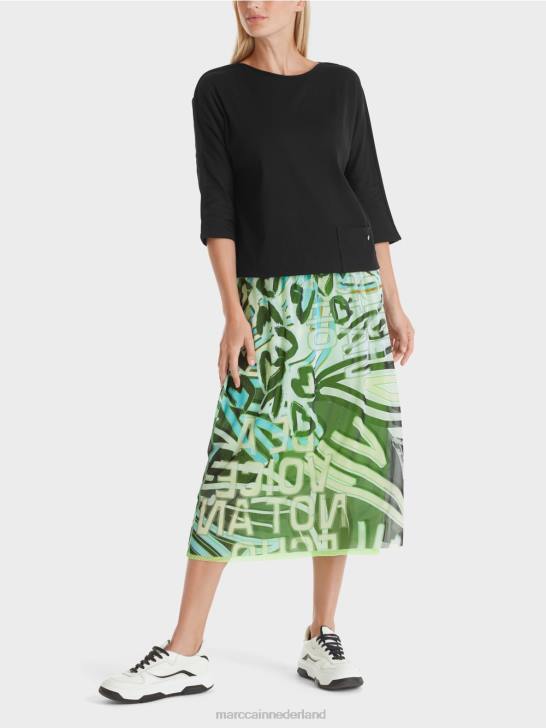 kleding zwart 464J1272 top met boothals Marc Cain