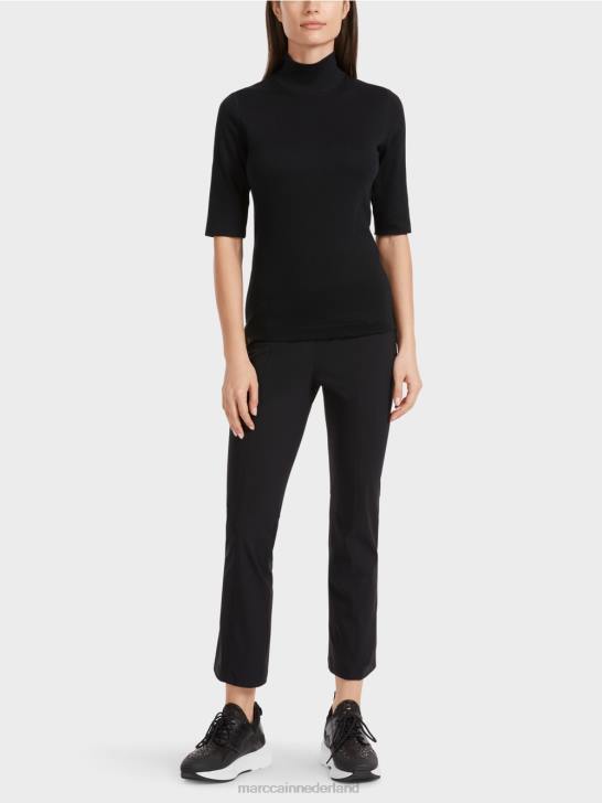 kleding zwart 464J1311 overhemd met opstaande kraag en -mouwen Marc Cain